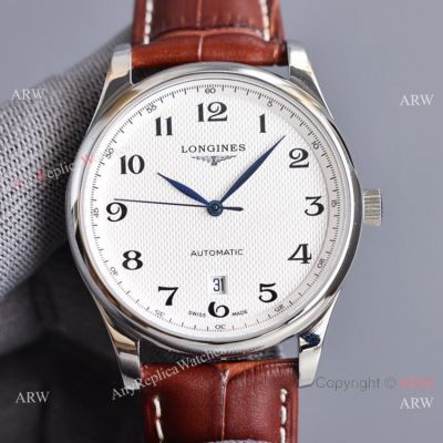 Swiss Quality Longines Master 38.5mm Leather Strap Arabic Numerals 8215 Movement